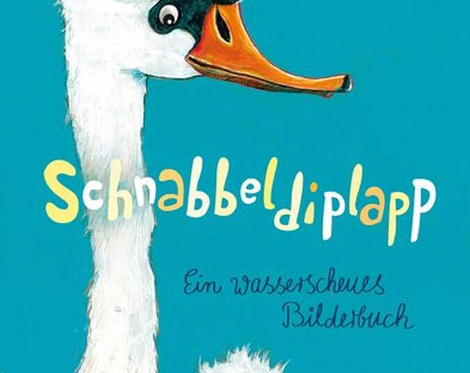 Ente und Schwan mit Schwimmbrille und Schwimmmütze
